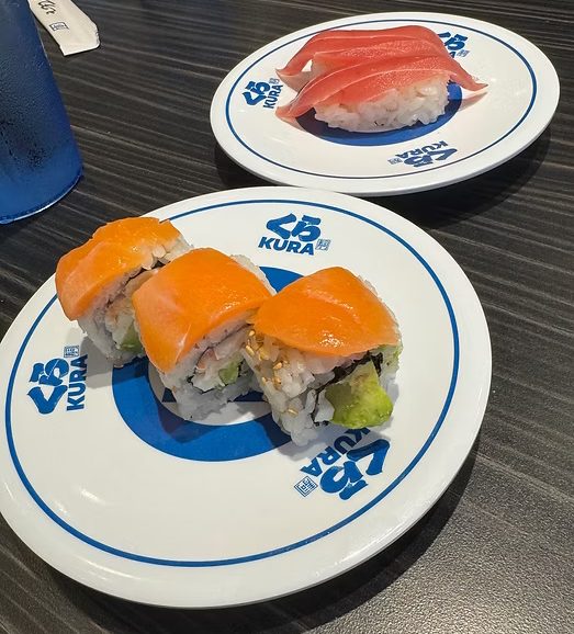 Guests have the option to choose plates off the rotating sushi belt or place an order.