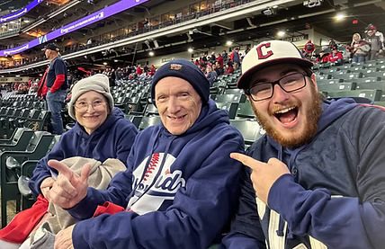 (L-R) Marcia Yaffa, Harvey Shore, and Elliot Pototsky in the stands an hour before first pitch of Game 4 of the ALCS on Oct. 18. (Photo courtesy of Elliot Pototsky)