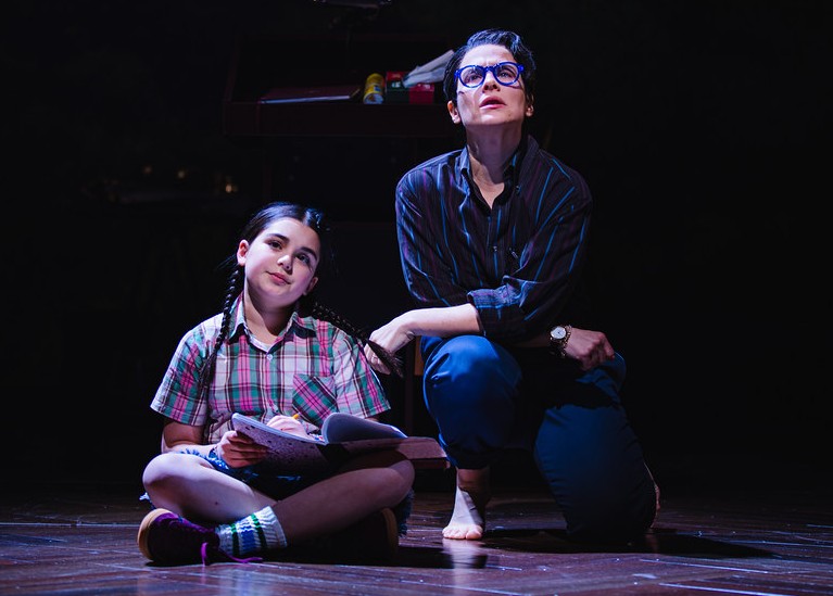 Lyla Randall (left) and Sarah Bockel play two versions of Alison in "Fun Home" at The Huntington Theatre in Boston through Dec. 14, 2025. (Photo courtesy of Marc J Franklin)