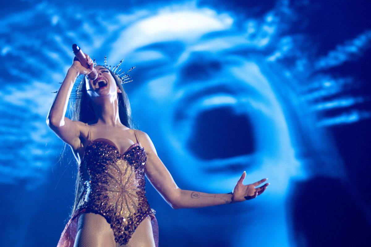 Anne Hathaway takes center stage as a pop star in "Mother Mary." (Photo courtesy Frederic Batier/A24)
